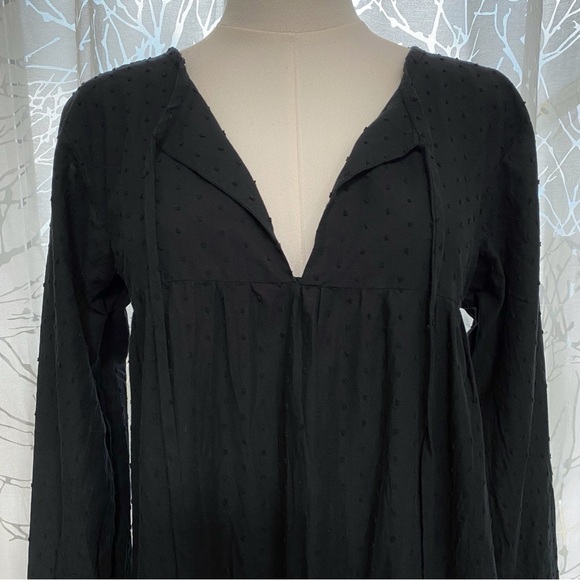 NATALIE MARTIN BLACK COTTON LONG SLEEVE TIERED MAXI DRESS - Picture 5 of 11